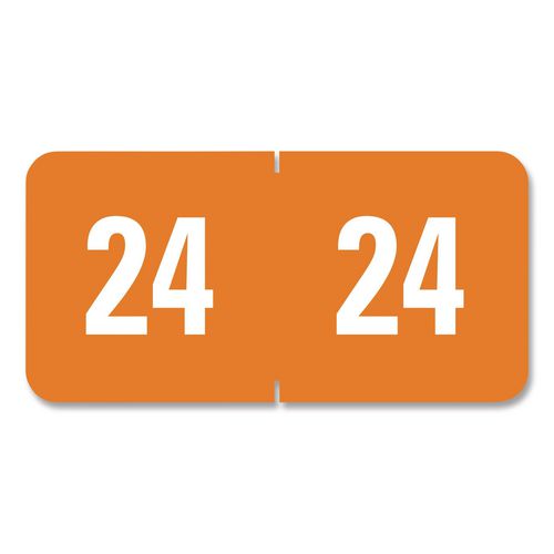 Image of Smead 67924 Yearly End Tab File Folder Labels, 24, 0.5 x 1, Orange, 25/Sheet, 10 Sheets/Pack
