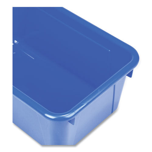 Image of Storex 62408U05C Cubby Bin with Lid, 2 gal, 8.2 x 12.5 x 11.5, Blue, 5/Pack