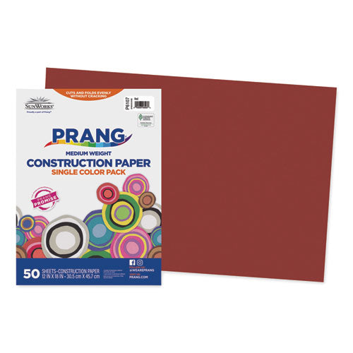Image of Prang® P6107 SunWorks Construction Paper, 50 lb Text Weight, 12 x 18, Red, 50/Pack