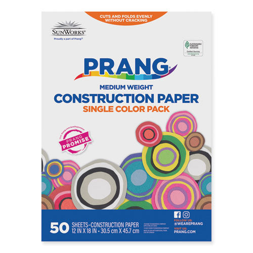 Image of Prang® P6107 SunWorks Construction Paper, 50 lb Text Weight, 12 x 18, Red, 50/Pack