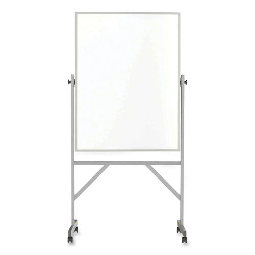 Image of Ghent ARM1M143 Reversible Magnetic Porcelain Whiteboard with Aluminum Frame, 36" x 48", White Surface, Satin Aluminum Frame