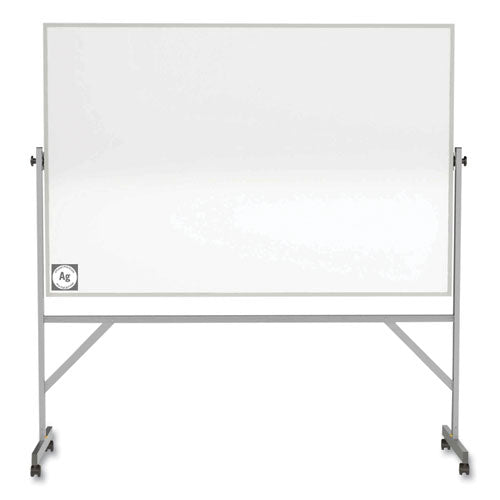 Image of Ghent ARM4M446 Reversible Magnetic Hygienic Porcelain Whiteboard with Aluminum Frame, 72" x 48", White Surface, Satin Aluminum Frame