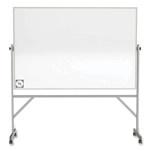 Image of Ghent ARM4M448 Reversible Magnetic Hygienic Porcelain Whiteboard with Aluminum Frame, 96" x 48", White Surface, Satin Aluminum Frame