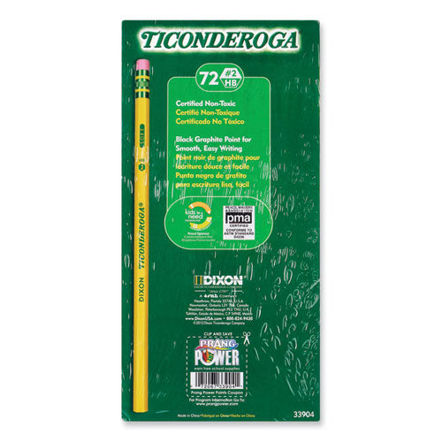 Image of Ticonderoga® X33904X Pencils, HB (#2), Black Lead/Yellow Barrel, 72/Pack