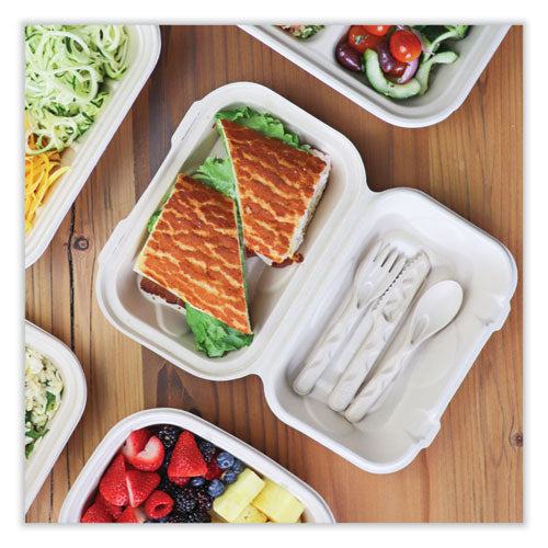 Image of World Centric® TO-SC-UHB-LFP Fiber Hinged Takeout Containers, Hoagie Box, 9.2 x 6.4 x 3.1, Natural, Paper, 500/Carton