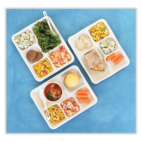 Image of World Centric® TR-SC-5C-LFS Fiber Foodservice Trays, 5 Compartments, 8.5 x 10.24 x 1.01, Natural, Paper, 400/Carton