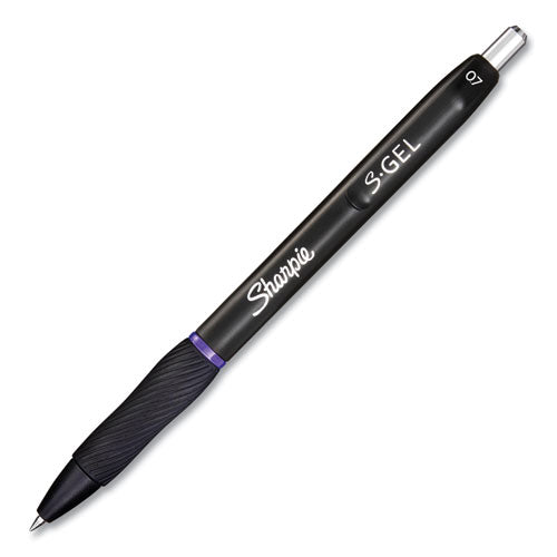 Image of Sharpie® S-Gel 2126235 S-Gel High-Performance Gel Pen, Retractable, Medium 0.7 Mm, Purple Ink, Black Barrel, Dozen