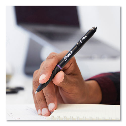 Image of Sharpie® S-Gel 2126235 S-Gel High-Performance Gel Pen, Retractable, Medium 0.7 Mm, Purple Ink, Black Barrel, Dozen