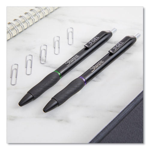 Image of Sharpie® S-Gel 2126235 S-Gel High-Performance Gel Pen, Retractable, Medium 0.7 Mm, Purple Ink, Black Barrel, Dozen