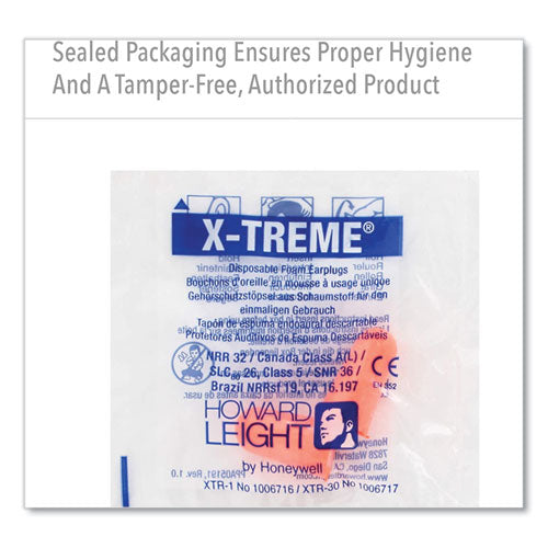 Image of Howard Leight® by Honeywell XTR1 X-TREME Uncorded Disposable Earplugs, 32 dB NRR, One Size Fits Most, Orange Bullet Plugs, 2,000/Carton