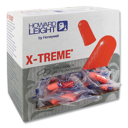 Image of Howard Leight® by Honeywell XTR1 X-TREME Uncorded Disposable Earplugs, 32 dB NRR, One Size Fits Most, Orange Bullet Plugs, 2,000/Carton