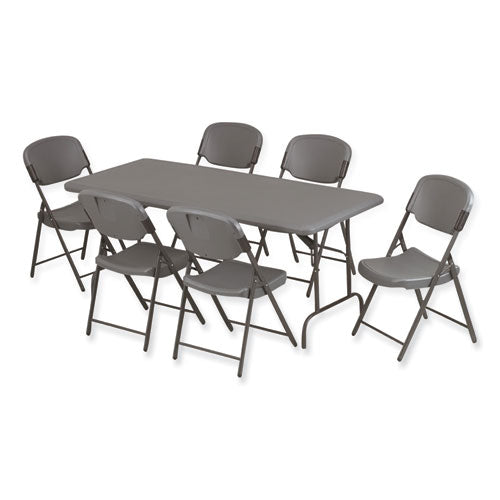 Image of Iceberg Rough n Ready Commercial Folding Chair, Supports Up to 350 lb, 18" Seat Height, Charcoal Seat/Back, Charcoal Base, 4/Pack