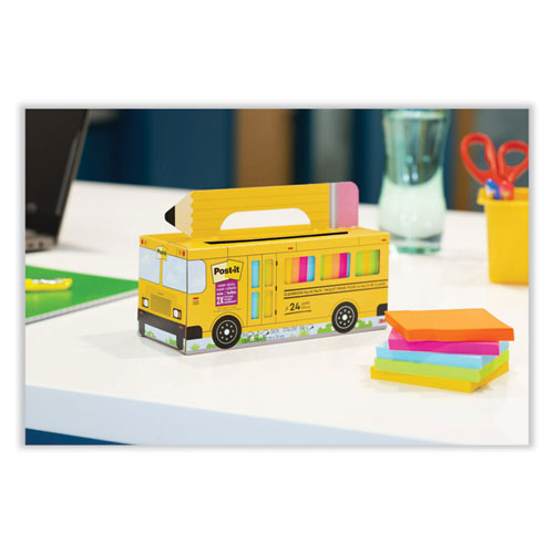 Image of Post-it® Notes Super Sticky 654-24SSBUS Self-Stick Notes, 3" x 3", Assorted, 70 Sheets/Pad, 24 Pads/Pack