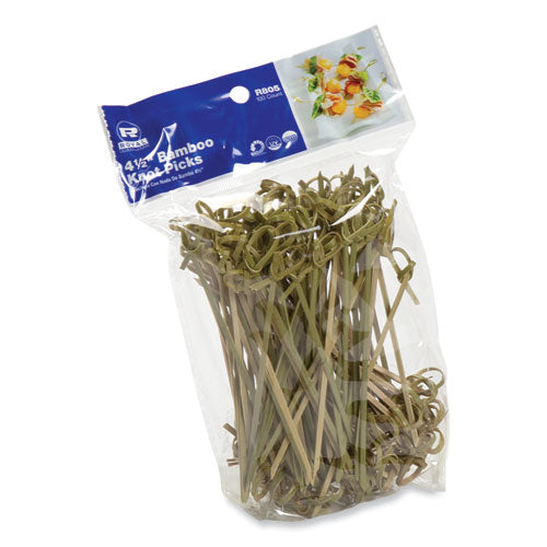 Image of AmerCareRoyal® R805 Knotted Bamboo Pick, Paper, 4.5", Natural, 100/Pack, 10 Packs/Carton