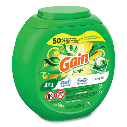 Image of Gain® 80735397 Flings Detergent Pods, Original, 76 Pods/Tub