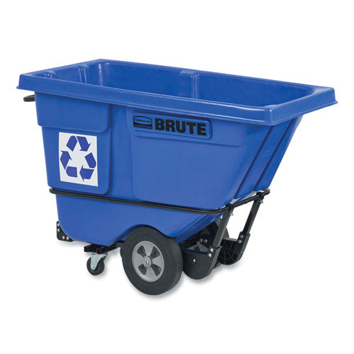 Image of Rubbermaid® Commercial 2089826 BRUTE Rotomolded Recycling Tilt Truck, 1 cu yd, 1,250 lb Capacity, Plastic/Steel Frame, Blue