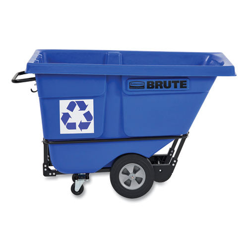 Image of Rubbermaid® Commercial 2089826 BRUTE Rotomolded Recycling Tilt Truck, 1 cu yd, 1,250 lb Capacity, Plastic/Steel Frame, Blue