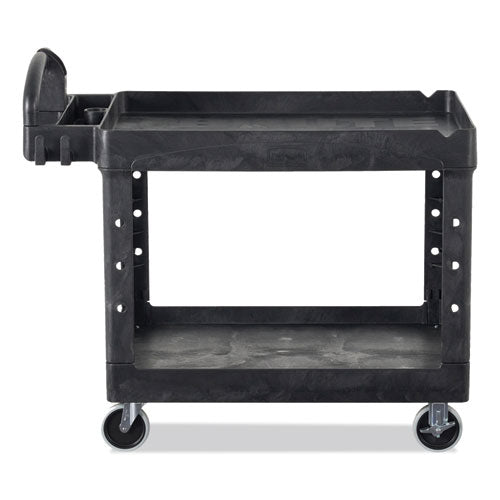 Image of Rubbermaid® Commercial FG450088BLA BRUTE Heavy-Duty Utility Cart with Lipped Shelves, Plastic, 2 Shelves, 500 lb Capacity, 17.13" x 38.5" x 38.88", Black
