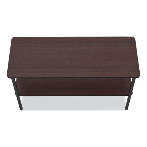 Image of Iceberg 69124 OfficeWorks One-Shelf Utility Table, Rectangular, 47.25" x 17.7" x 29.5", Walnut Top, Black Base/Legs