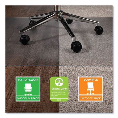 Image of deflecto® CM23140SPR6COM SuperGrip Chair Mat for Flat to Low Pile Carpeted and Hard Floors, Rectangular, 48" x 36", Clear, Ships Rolled