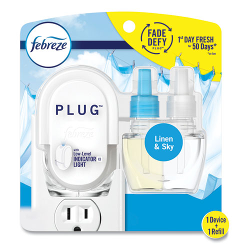 Image of Febreze® 80336027 PLUG Air Freshener Warmer Start Kit, 6.54 x 2.99 x 5.98, Clear/White, 4/Carton
