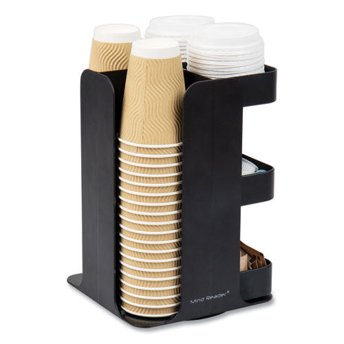 Image of Mind Reader CUPOSPIN-BLK Anchor Collection 8-Compartment Coffee Cup, Lid, and Condiment Carousel Countertop Organizer, 8 x 8 x 12, Black