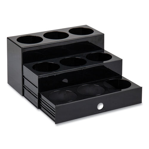 Image of Mind Reader SYRUPH9-BLK Mind Reader Foundation Collection 9-Compartment Nested Syrup Countertop Bottle Organizer, 12.5 x 5 x 7, Black