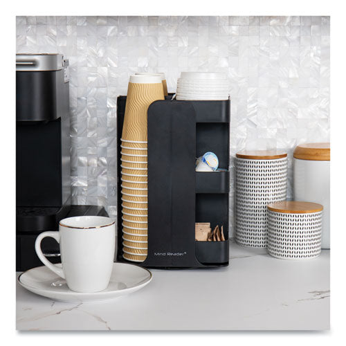 Image of Mind Reader CUPOSPIN-BLK Anchor Collection 8-Compartment Coffee Cup, Lid, and Condiment Carousel Countertop Organizer, 8 x 8 x 12, Black
