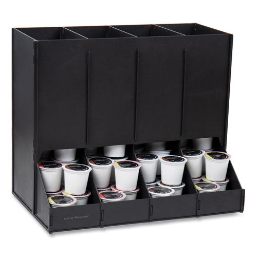 Image of Mind Reader CPODBK-BLK Anchor Collection 4-Compartment Single Serve Pod Countertop Dispenser, 14.25 x 9 x 12.15, Black