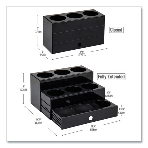 Image of Mind Reader SYRUPH9-BLK Mind Reader Foundation Collection 9-Compartment Nested Syrup Countertop Bottle Organizer, 12.5 x 5 x 7, Black