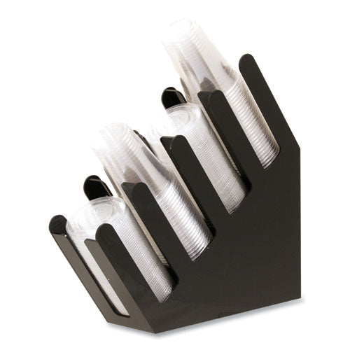 Image of Mind Reader 4ACUPHOLD-BLK Foundation Collection 4-Compartment Graduated Countertop Coffee Cup Dispenser, 4 x 18 x 16, Black