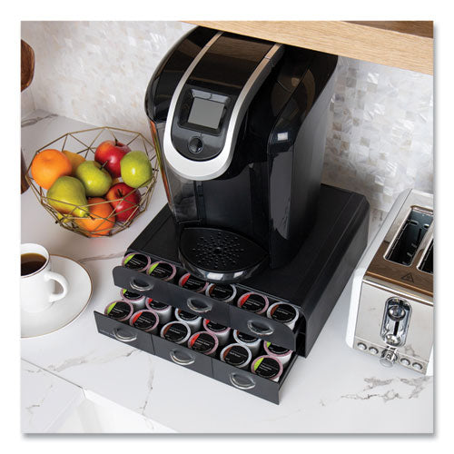 Image of Mind Reader TRY6PC-BLK Two-Tier Six-Drawer Single Serve Coffee Pod Drawer, 14 x 12.25 x 4.75, Black