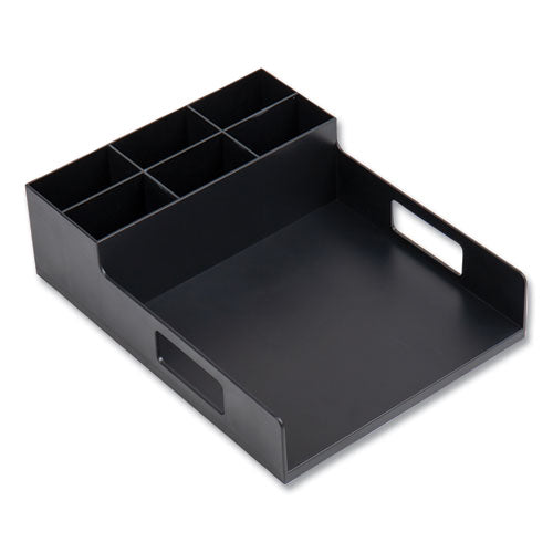 Image of Mind Reader PSNAPUT-BLK Network Collection Utensil, Napkin and Plate Countertop Organizer, 15.2 x 11.5 x 4.45, Plastic, Black