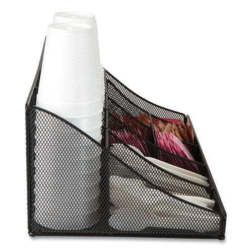 Image of Mind Reader COMORGMESH-BLK Network Collection 11-Compartment Coffee Cup and Condiment Countertop Organizer, 9.5 x 17.88 x 6.63, Black