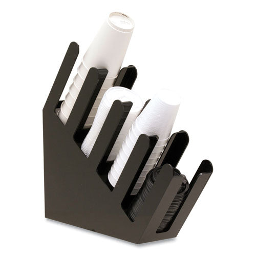 Image of Mind Reader 4ACUPHOLD-BLK Foundation Collection 4-Compartment Graduated Countertop Coffee Cup Dispenser, 4 x 18 x 16, Black