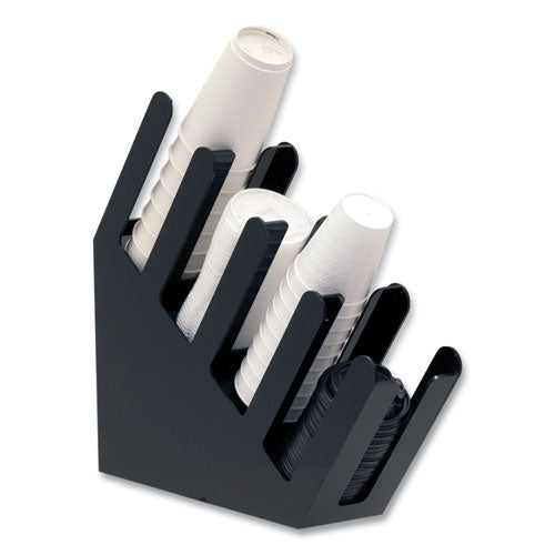 Image of Mind Reader 4ACUPHOLD-BLK Foundation Collection 4-Compartment Graduated Countertop Coffee Cup Dispenser, 4 x 18 x 16, Black