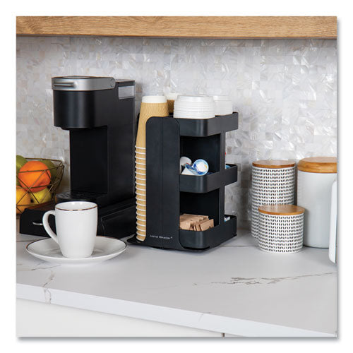 Image of Mind Reader CUPOSPIN-BLK Anchor Collection 8-Compartment Coffee Cup, Lid, and Condiment Carousel Countertop Organizer, 8 x 8 x 12, Black