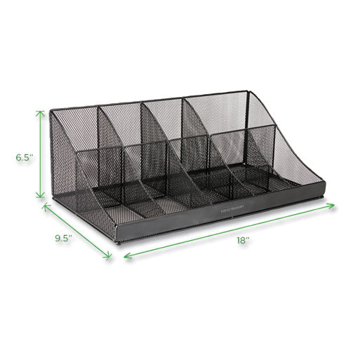 Image of Mind Reader COMORGMESH-BLK Network Collection 11-Compartment Coffee Cup and Condiment Countertop Organizer, 9.5 x 17.88 x 6.63, Black