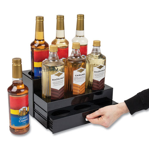 Image of Mind Reader SYRUPH9-BLK Mind Reader Foundation Collection 9-Compartment Nested Syrup Countertop Bottle Organizer, 12.5 x 5 x 7, Black