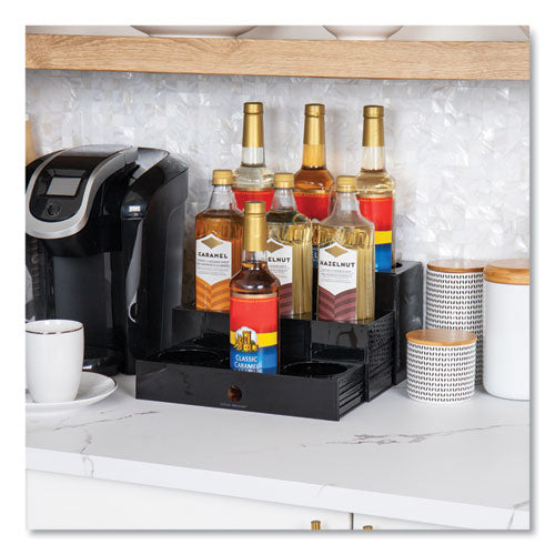 Image of Mind Reader SYRUPH9-BLK Mind Reader Foundation Collection 9-Compartment Nested Syrup Countertop Bottle Organizer, 12.5 x 5 x 7, Black