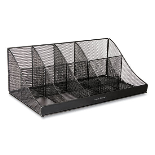 Image of Mind Reader COMORGMESH-BLK Network Collection 11-Compartment Coffee Cup and Condiment Countertop Organizer, 9.5 x 17.88 x 6.63, Black