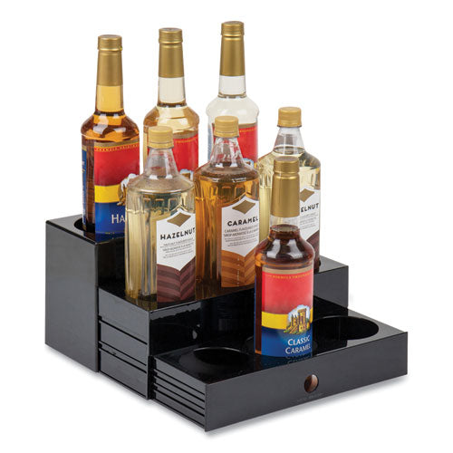 Image of Mind Reader SYRUPH9-BLK Mind Reader Foundation Collection 9-Compartment Nested Syrup Countertop Bottle Organizer, 12.5 x 5 x 7, Black