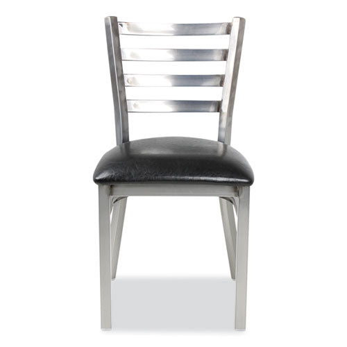 Image of JMC Furniture JMCWHCCLR White Horse Series Side Chairs, Supports Up to 300 lb, 18" Seat Height, Black Seat, Industrial Clear-Coat Steel Back/Frame