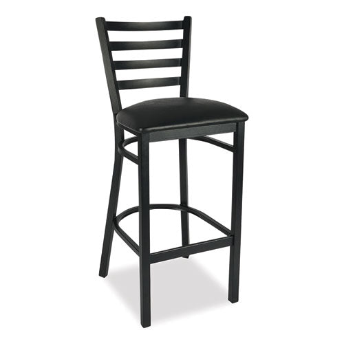 Image of JMC Furniture JMCWHBSBLK White Horse Series Barstools, Supports Up to 300 lb, 29.5" Seat Height, Black Seat/Back, Black Frame