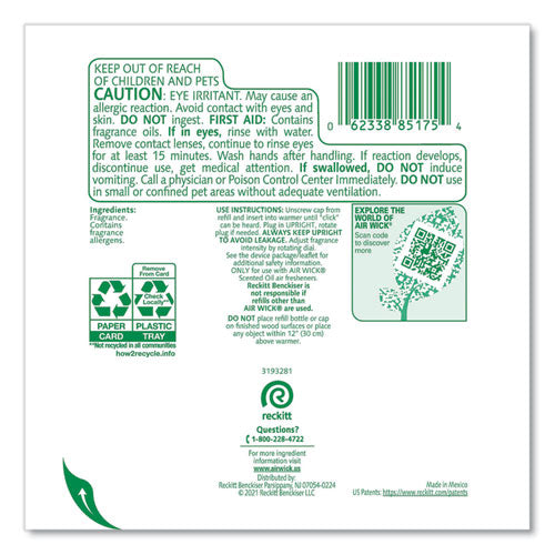 Image of Air Wick® 62338-85175 Scented Oil Twin Refill, Hawai'i Exotic Papaya/Hibiscus Flower, 0.67 oz, 2/Pack, 6 Packs/Carton