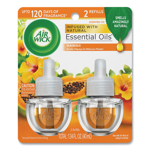 Image of Air Wick® 62338-85175 Scented Oil Twin Refill, Hawai'i Exotic Papaya/hibiscus Flower, 0.67 Oz
