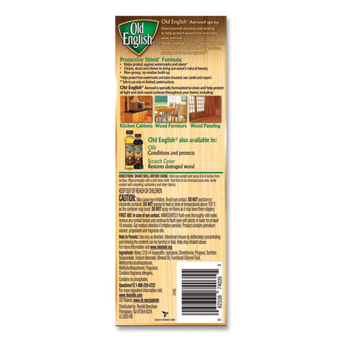 Image of OLD ENGLISH® 62338-74035 Furniture Polish, Fresh Lemon Scent, 12.5 Oz Aerosol Spray, 12/carton