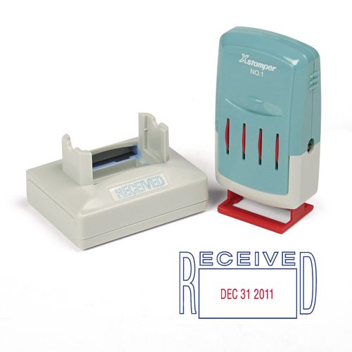 Image of Xstamper® ECO-GREEN 66211 Versadater Message Dater, 2.13 X 1.31, Received, Blue/red