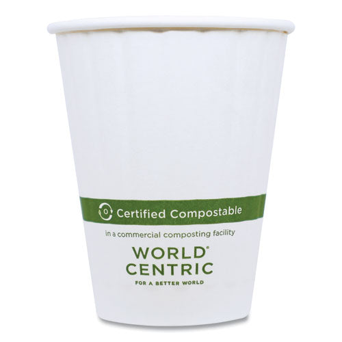 Image of World Centric® CU-PA-12D Double Wall Paper Hot Cups, 12 oz, White, 1,000/Carton