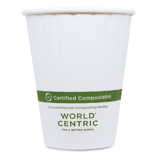 Image of World Centric® CU-PA-8D Double Wall Paper Hot Cups, 8 oz, White, 1,000/Carton